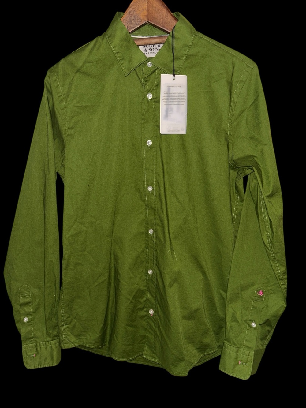 Scotch & Soda Olive Green Long-Sleeve Button-Down Shirt